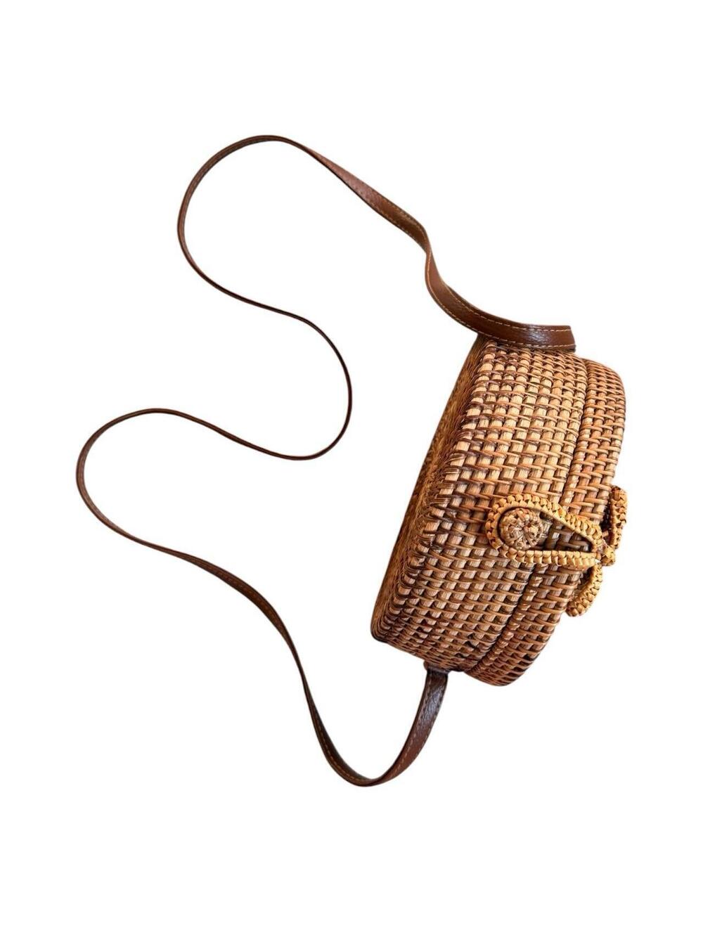 Retro Rattan Wicker Round Purse - Picture 3 of 6
